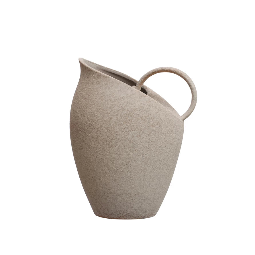 2.5 QUART TEXTURED STONEWARE PITCHER, WHITE