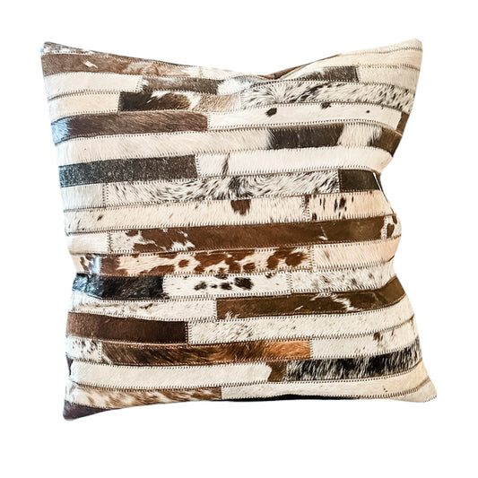 WESTERN BROWN AND WHITE COWHIDE PILLOW