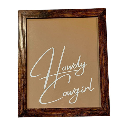 HOWDY COWGIRL FRAMED ART - 9X11