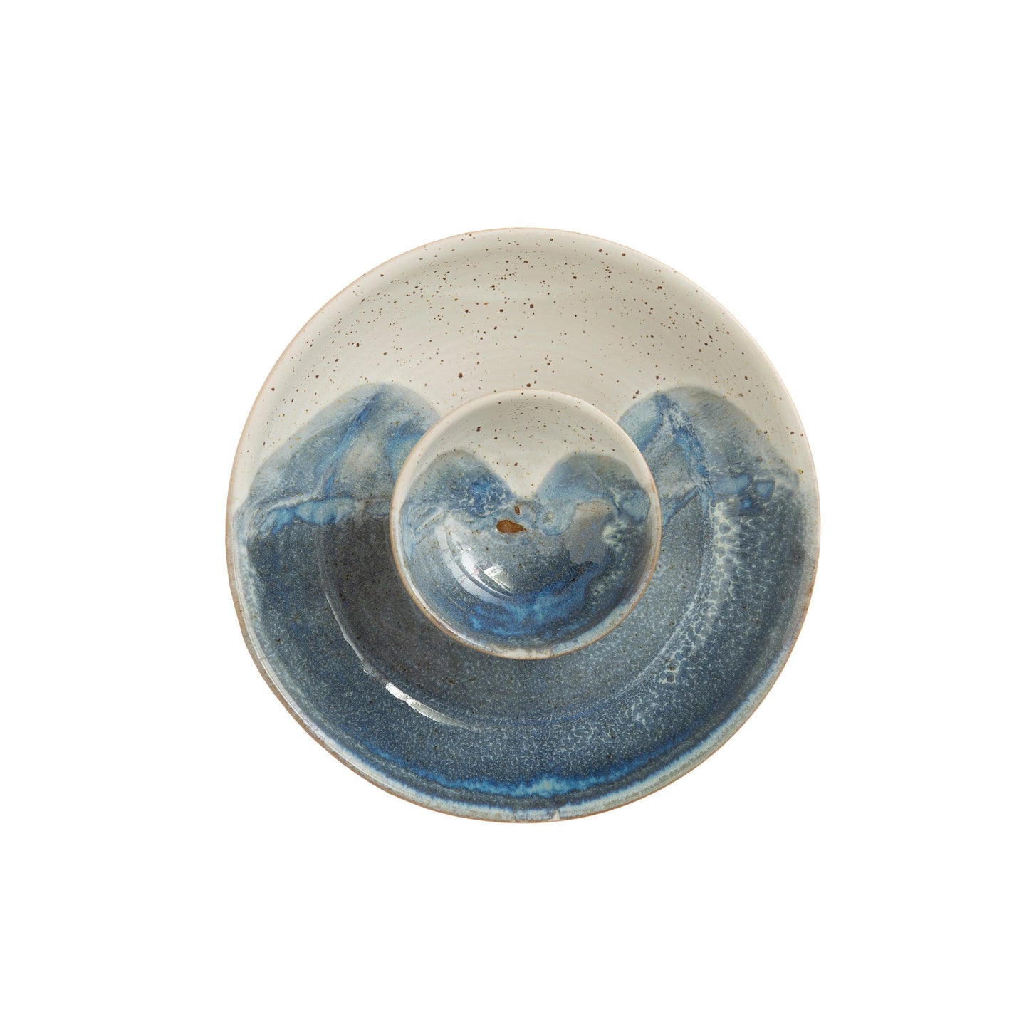HAND PAINTED STONEWARE CHIP & DIP BOWL