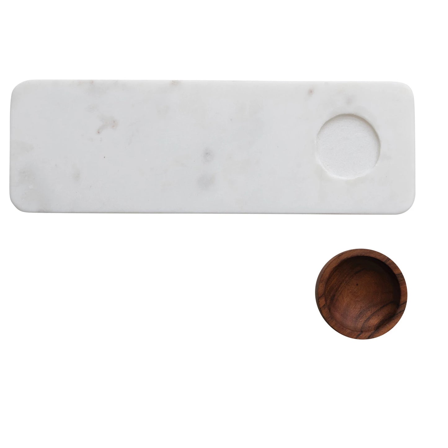 MARBLE SERVING BOARD WITH ACACIA WOOD BOWL