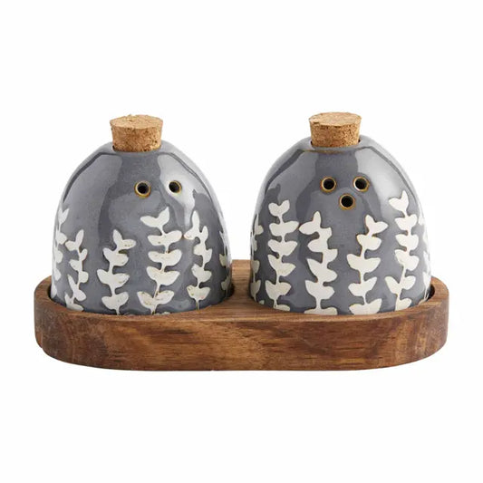 BLUE LEAF SALT AND PEPPER SHAKER SET