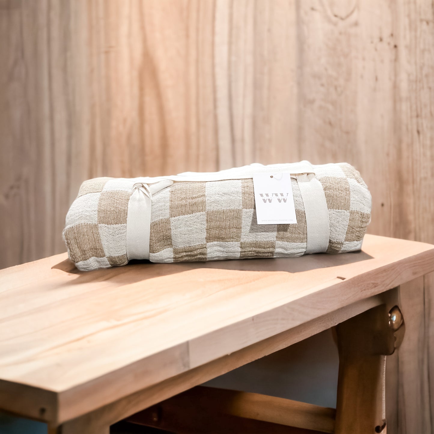 BACK IN STOCK! TAN/CAMEL CHECKERED THROW