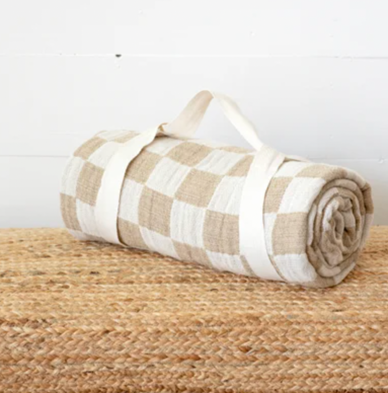 BACK IN STOCK! TAN/CAMEL CHECKERED THROW