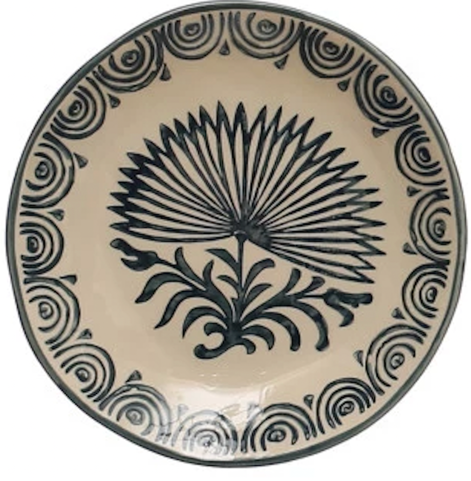 HAND PAINTED STONEWARE PLATE WITH FLORAL DESIGN, 4 STYLES