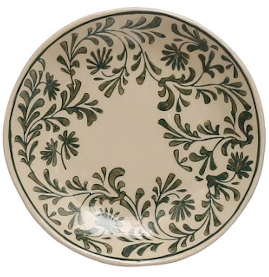 HAND PAINTED STONEWARE PLATE WITH FLORAL DESIGN, 4 STYLES