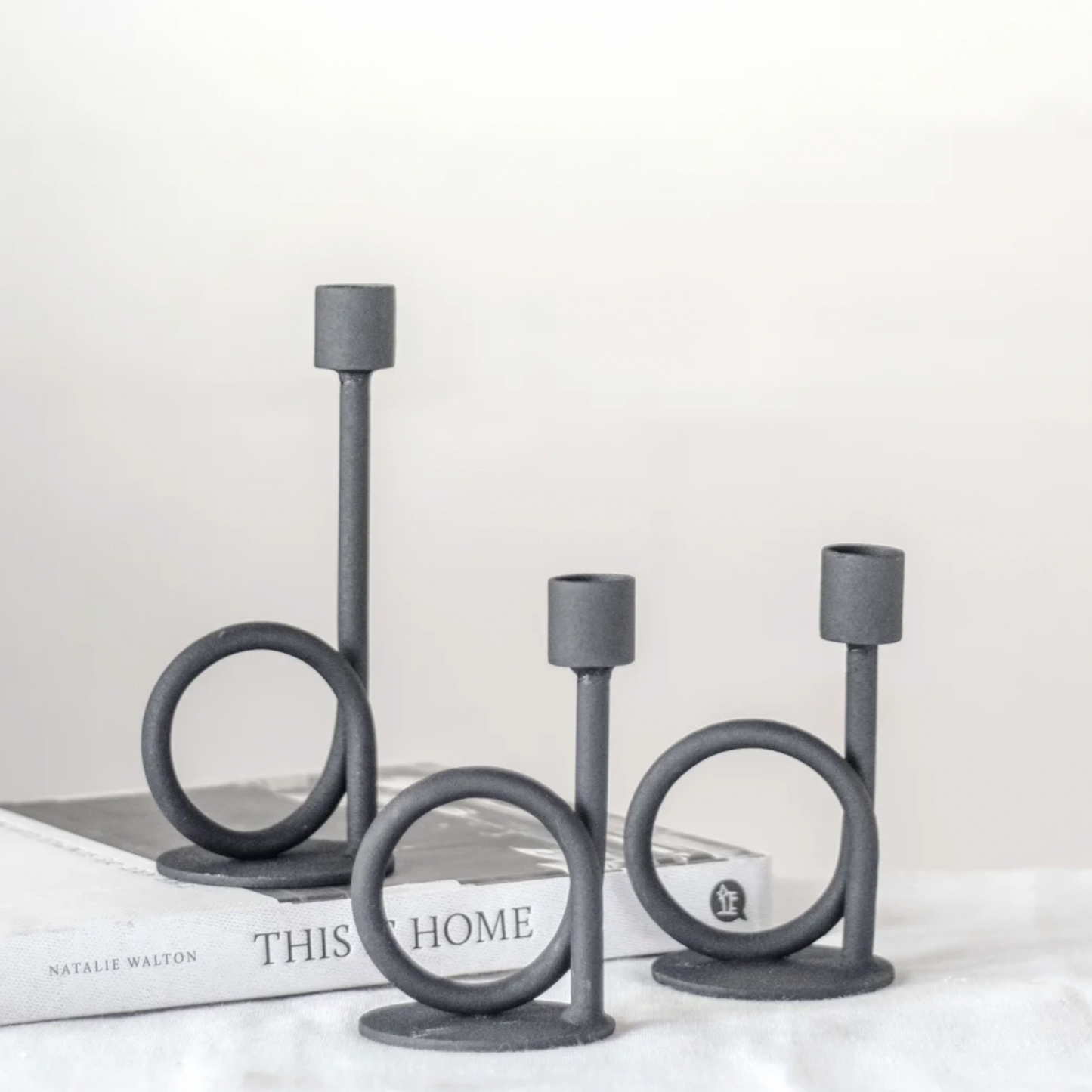 BLACK LOOP CANDLE HOLDERS- SET OF 3