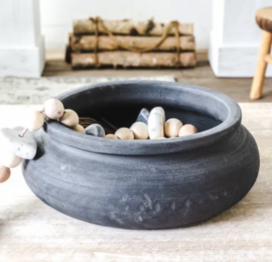12" BLACK TERRA COTTA POT