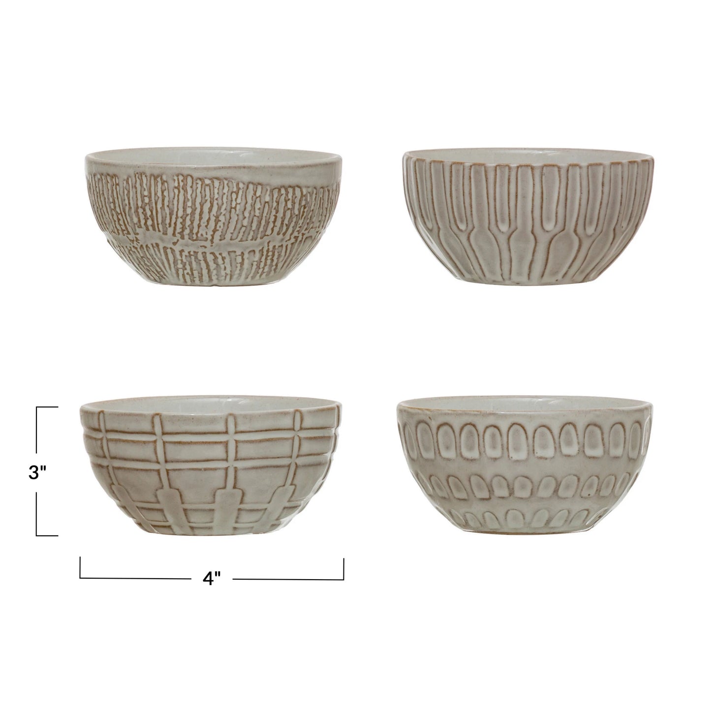 DEBOSSED STONEWARE BOWL, 4 STYLES