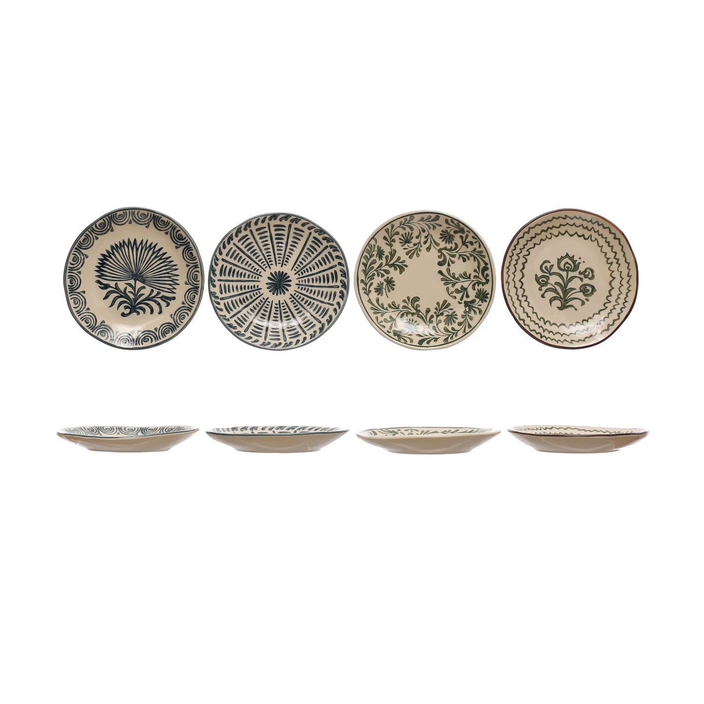 HAND PAINTED STONEWARE PLATE WITH FLORAL DESIGN, 4 STYLES