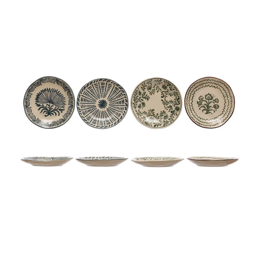 HAND PAINTED STONEWARE PLATE WITH FLORAL DESIGN, 4 STYLES