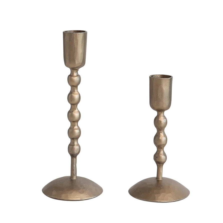 HAND FORGED IRON CANDLESTICKS, SET OF 2