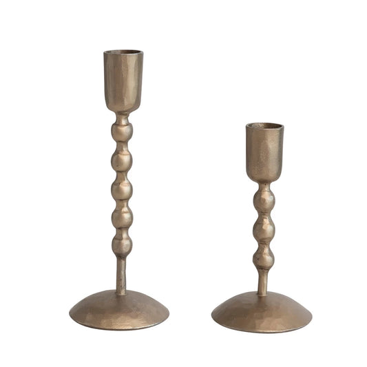 HAND FORGED IRON CANDLESTICKS, SET OF 2