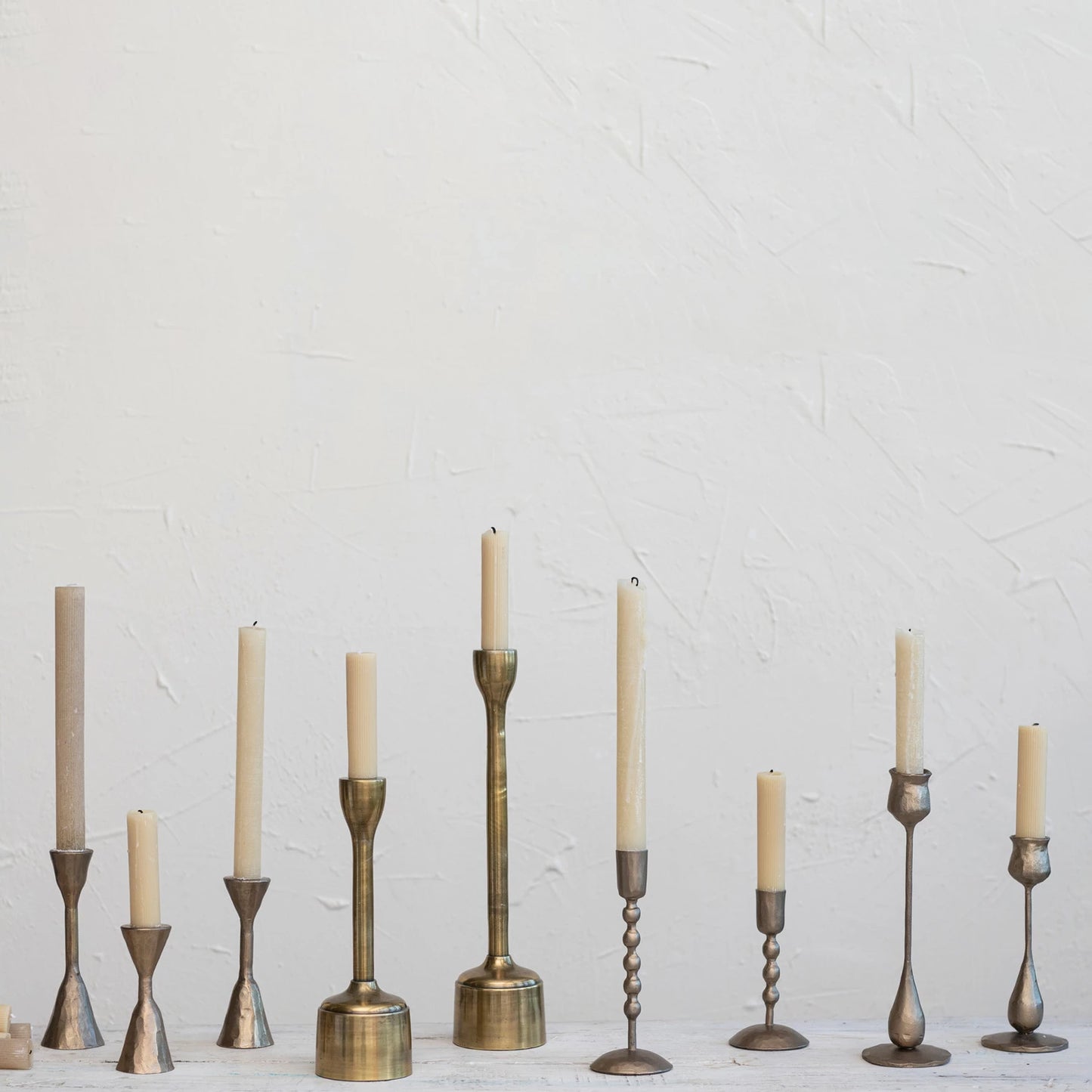 HAND FORGED IRON CANDLESTICKS, SET OF 2