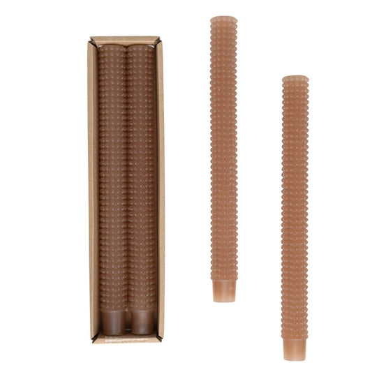 HOBNAIL TAPERS CANDLES IN BOX, SET OF 2