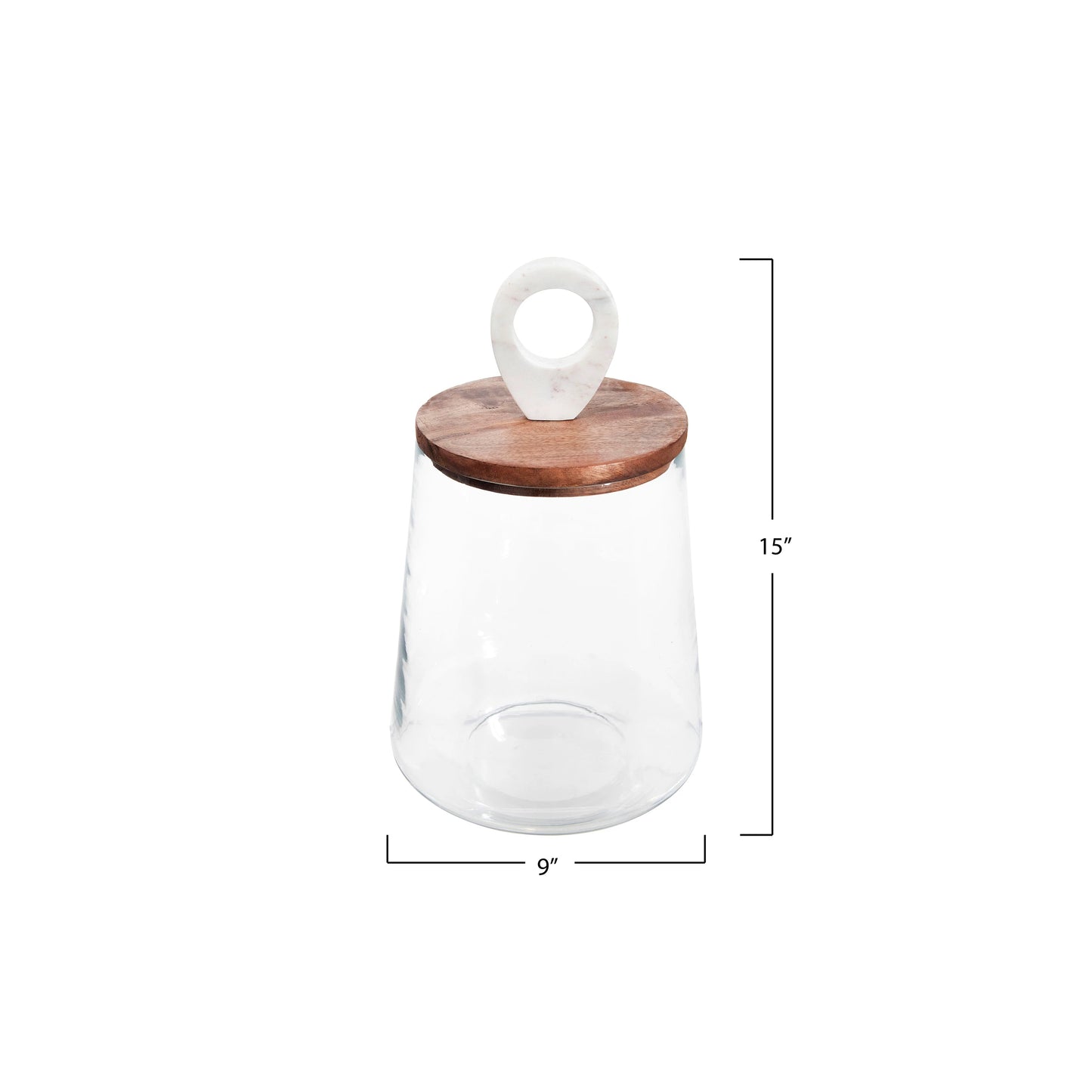 LARGE GLASS JAR WITH MANGO WOOD AND MARBLE LID