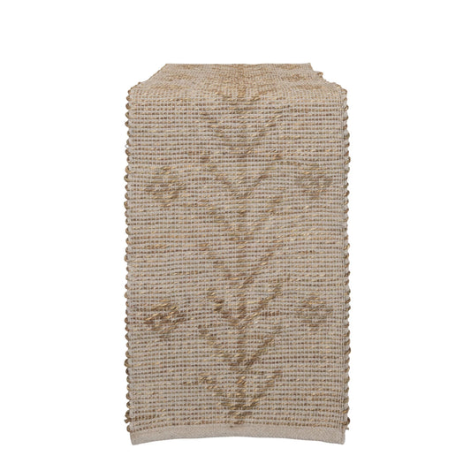 TWO- SIDED HAND-WOVEN SEAGRASS & COTTON TABLE RUNNER